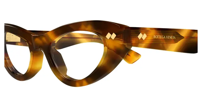 Bottega Veneta Donna BV1354O 002 Montature da vista Acetato Havana Trasparente Cat Eye miniatura 2
