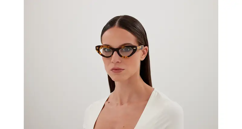 Bottega Veneta Donna BV1354O 002 Montature da vista Acetato Havana Trasparente Cat Eye miniatura 3