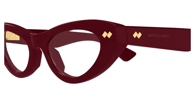 Bottega Veneta Donna BV1354O 004 Montature da vista Acetato Bordeaux Trasparente Cat Eye miniatura 2