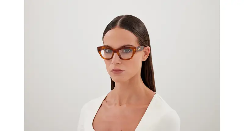 Bottega Veneta Donna BV1360O 002 Montature da vista Acetato Havana Trasparente Squadrata miniatura 3