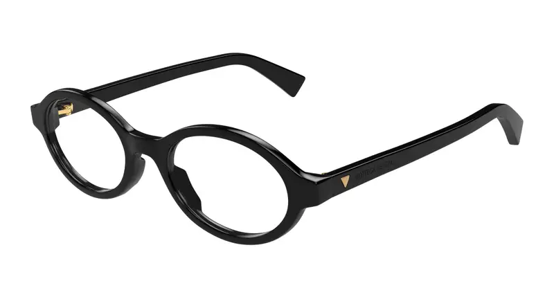 Bottega Veneta Donna BV1367O 001 Montature da vista Acetato Nero Trasparente Rotonda