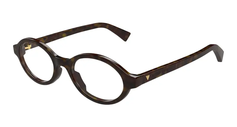 Bottega Veneta Donna BV1367O 002 Montature da vista Acetato Havana Trasparente Rotonda