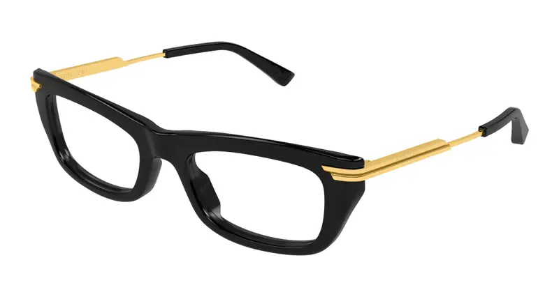 Bottega Veneta Donna BV1371O 001 Montature da vista Acetato Nero Trasparente Squadrata