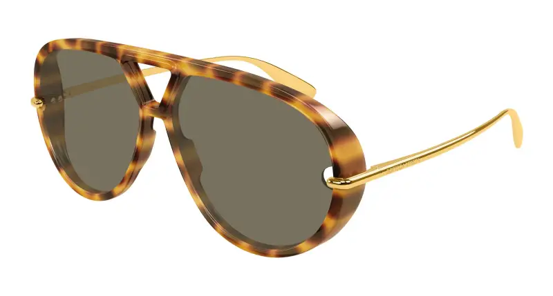 Unisex Bottega Veneta BV1274S 005 Occhiali da sole Acetato Havana Marrone Pilot