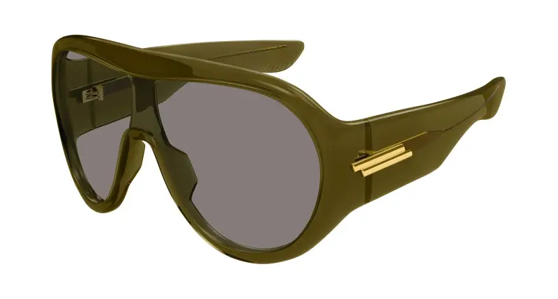 Unisex Bottega Veneta BV1345S 006 Occhiali da sole Acetato Verde Grigio Maschera