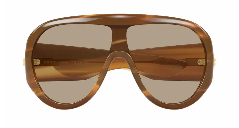 Unisex Bottega Veneta BV1345S 007 Occhiali da sole Acetato Havana Marrone Maschera miniatura 2