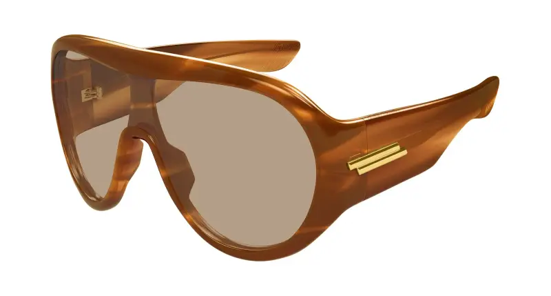 Unisex Bottega Veneta BV1345S 007 Occhiali da sole Acetato Havana Marrone Maschera