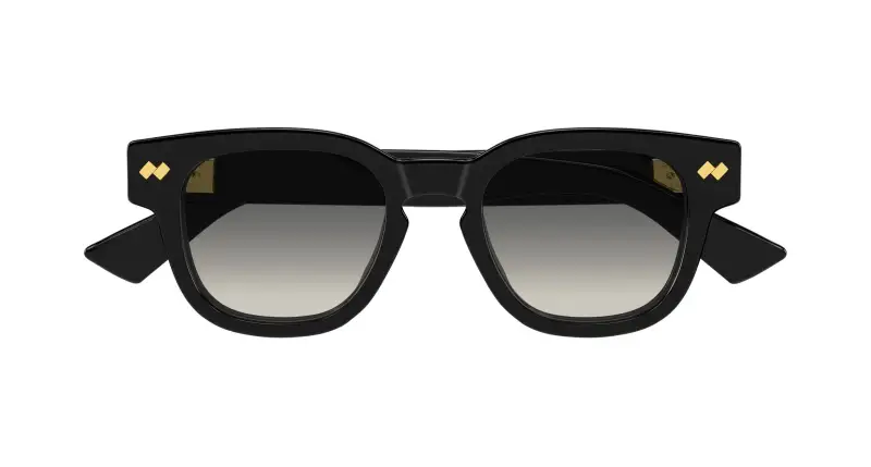 Unisex Bottega Veneta BV1441S 001 Occhiali da sole Acetato Nero Grigio Rotonda miniatura 2