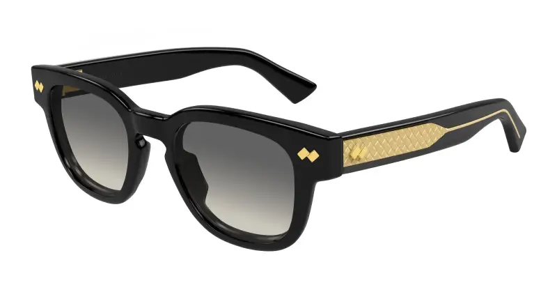 Unisex Bottega Veneta BV1441S 001 Occhiali da sole Acetato Nero Grigio Rotonda