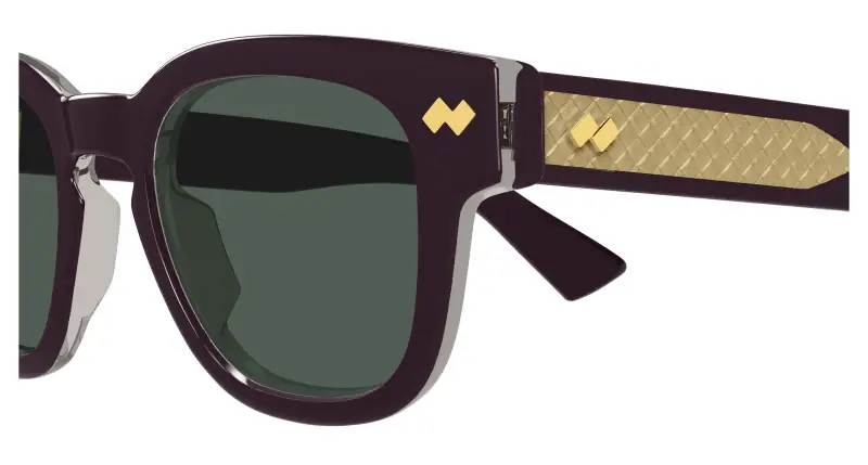 Unisex Bottega Veneta BV1441S 004 Occhiali da sole Acetato Viola Verde Rotonda miniatura 3