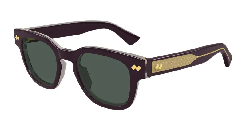 Unisex Bottega Veneta BV1441S 004 Occhiali da sole Acetato Viola Verde Rotonda