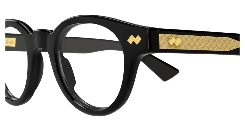 Unisex Bottega Veneta BV1443O 001 Montature da vista Acetato Nero Trasparente Rotonda miniatura 3