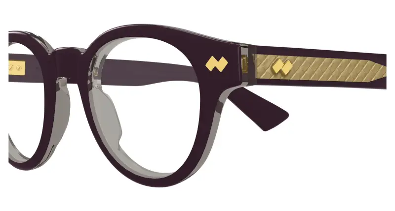 Unisex Bottega Veneta BV1443O 004 Montature da vista Acetato Viola Trasparente Rotonda miniatura 3