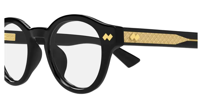 Unisex Bottega Veneta BV1444OA 001 Montature da vista Acetato Nero Trasparente Rotonda miniatura 3