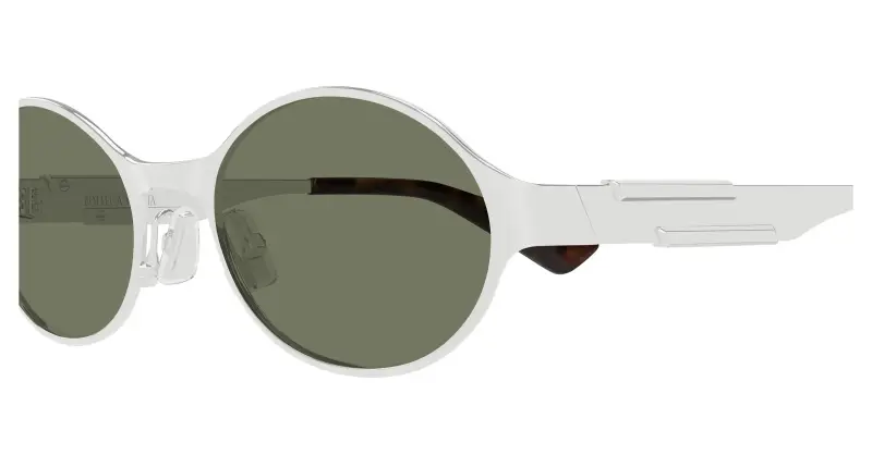 Unisex Bottega Veneta BV1456S 002 Occhiali da sole Metallo Argento Verde Rotonda miniatura 3