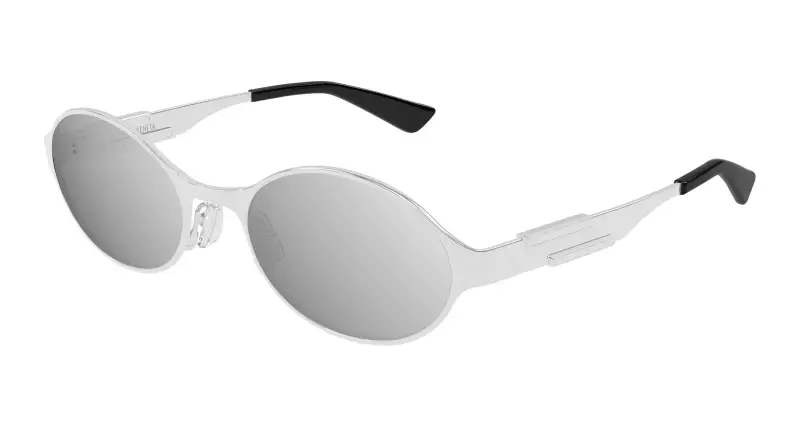 Unisex Bottega Veneta BV1456S 003 Occhiali da sole Metallo Argento Argento Rotonda