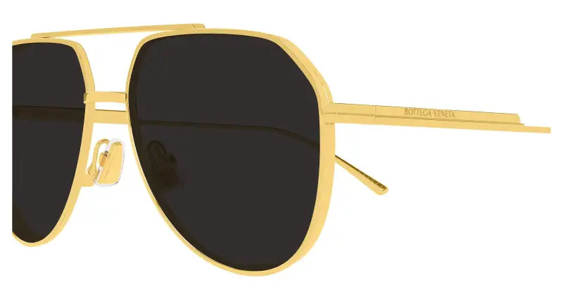 Unisex Bottega Veneta BV1465S 001 Occhiali da sole Metallo Oro Grigio Pilot miniatura 3