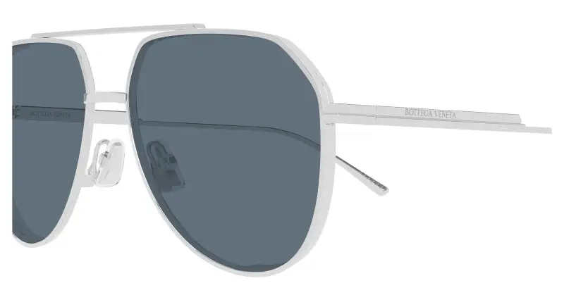 Unisex Bottega Veneta BV1465S 003 Occhiali da sole Metallo Argento Blu Pilot miniatura 3