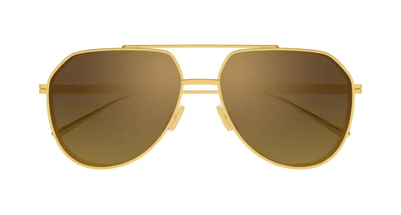 Unisex Bottega Veneta BV1465S 004 Occhiali da sole Metallo Oro Marrone Pilot miniatura 2