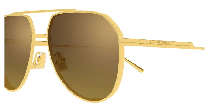 Unisex Bottega Veneta BV1465S 004 Occhiali da sole Metallo Oro Marrone Pilot miniatura 3