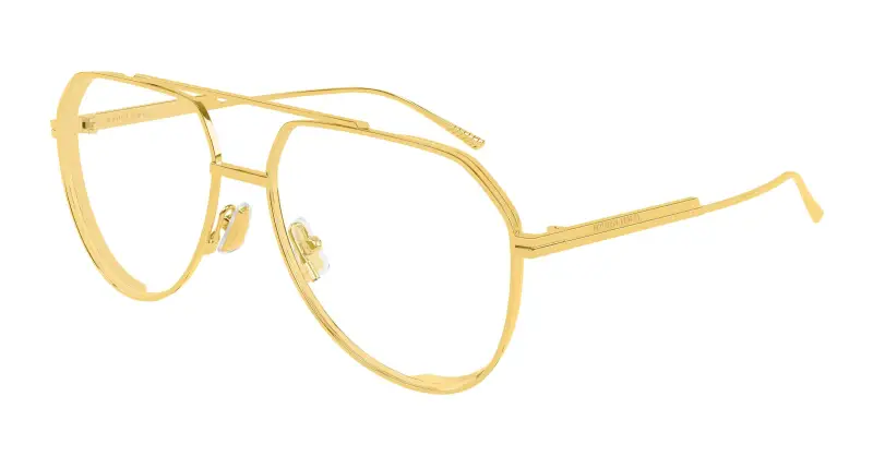 Unisex Bottega Veneta BV1465S 005 Occhiali da sole Metallo Oro Trasparente Pilot