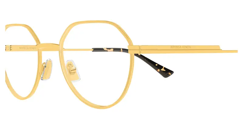Unisex Bottega Veneta BV1468O 001 Montature da vista Metallo Oro Trasparente Rotonda miniatura 3