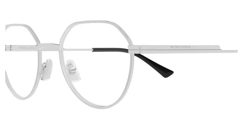 Unisex Bottega Veneta BV1468O 002 Montature da vista Metallo Argento Trasparente Rotonda miniatura 3