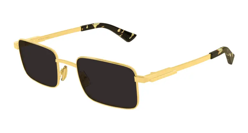 Unisex Bottega Veneta BV1469S 001 Occhiali da sole Metallo Oro Grigio Squadrata