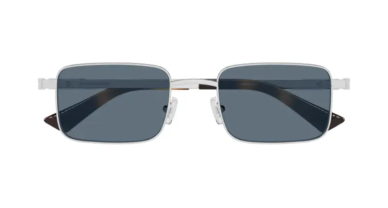 Unisex Bottega Veneta BV1469S 002 Occhiali da sole Metallo Argento Blu Squadrata miniatura 2