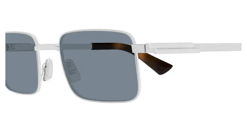 Unisex Bottega Veneta BV1469S 002 Occhiali da sole Metallo Argento Blu Squadrata miniatura 3