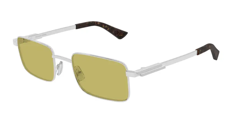Unisex Bottega Veneta BV1469S 003 Occhiali da sole Metallo Argento Giallo Squadrata
