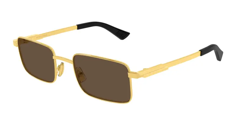 Unisex Bottega Veneta BV1469S 005 Occhiali da sole Metallo Oro Marrone Squadrata