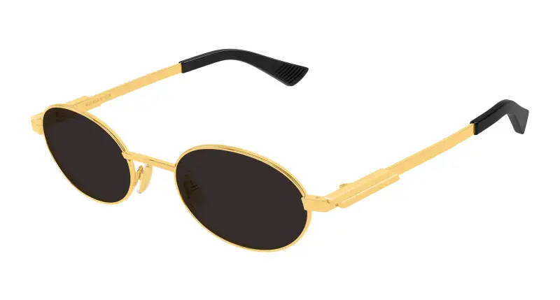 Unisex Bottega Veneta BV1470S 001 Occhiali da sole Metallo Oro Grigio Rotonda