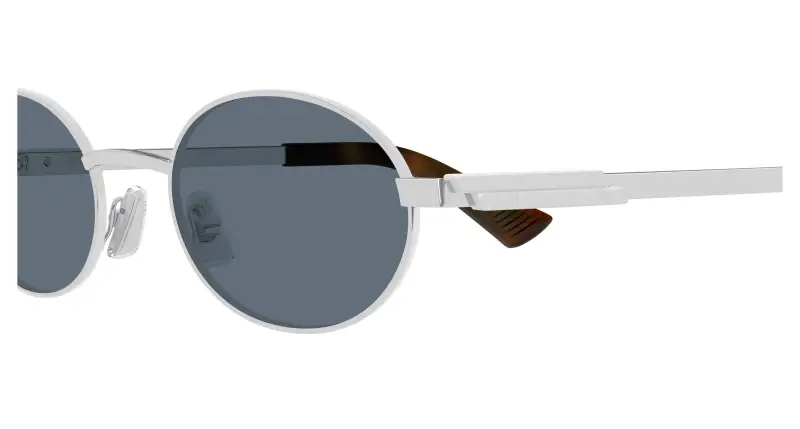 Unisex Bottega Veneta BV1470S 002 Occhiali da sole Metallo Argento Blu Rotonda miniatura 3