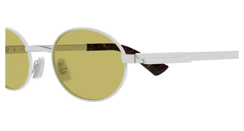 Unisex Bottega Veneta BV1470S 003 Occhiali da sole Metallo Argento Giallo Rotonda miniatura 3