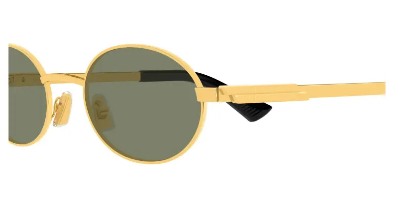 Unisex Bottega Veneta BV1470S 004 Occhiali da sole Metallo Oro Verde Rotonda miniatura 3