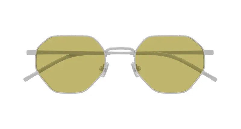 Unisex Bottega Veneta BV1471S 002 Occhiali da sole Titanio Argento Giallo Rotonda miniatura 2