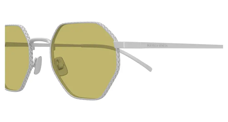 Unisex Bottega Veneta BV1471S 002 Occhiali da sole Titanio Argento Giallo Rotonda miniatura 3