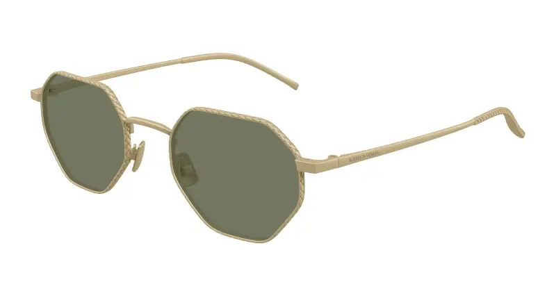 Unisex Bottega Veneta BV1471S 003 Occhiali da sole Titanio Bronzo Verde Rotonda