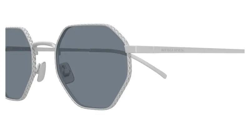 Unisex Bottega Veneta BV1471S 004 Occhiali da sole Titanio Argento Blu Rotonda miniatura 3