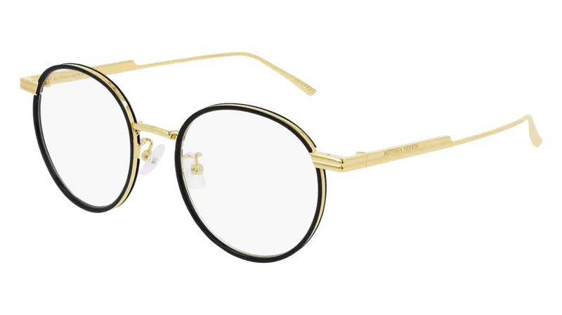 Bottega Veneta Unisex BV1017O 001 Montature da vista Metallo Oro Rotonda