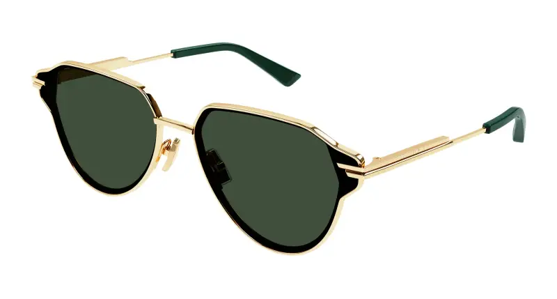 Unisex BV1271S 003 Occhiali da sole Metallo Oro Verde Geometrica Normale