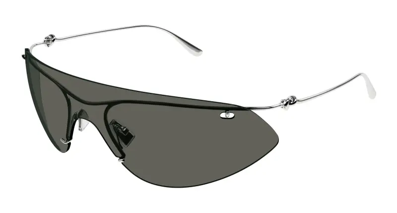 Unisex BV1272S 002 Occhiali da sole Metallo Argento Grigio Maschera Normale