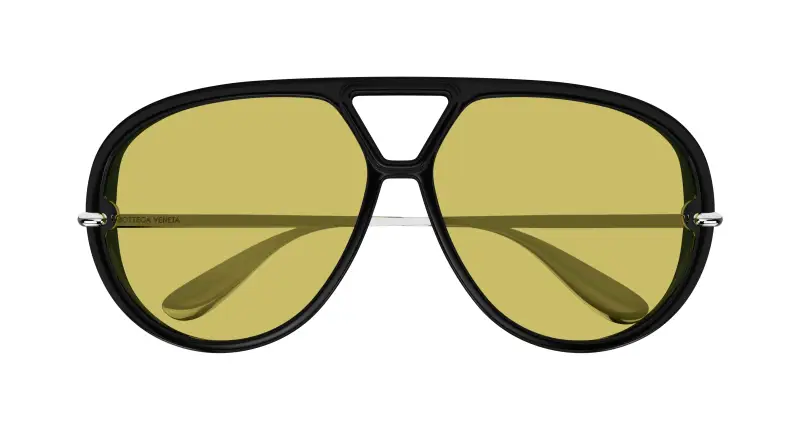 Unisex BV1274S 002 Occhiali da sole Acetato Nero Giallo Pilot miniatura 2