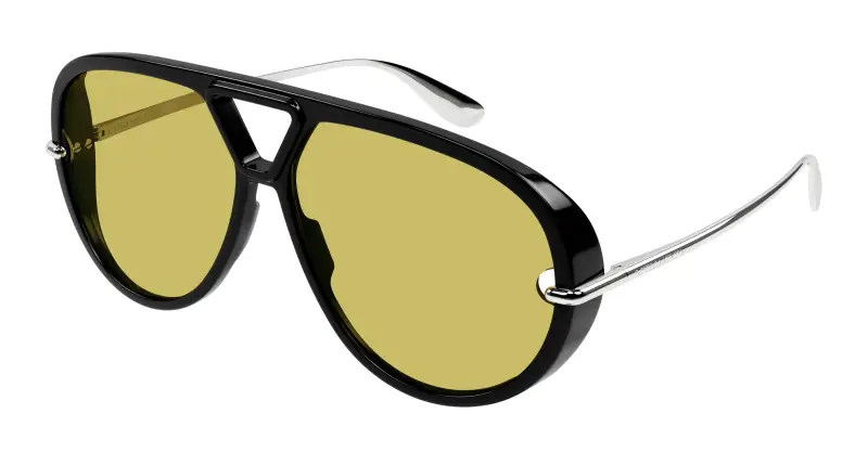 Unisex BV1274S 002 Occhiali da sole Acetato Nero Giallo Pilot