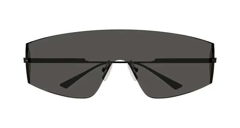 Unisex BV1299S 001 Occhiali da sole Metallo Nero Fumo Maschera miniatura 2