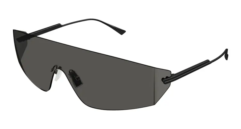 Unisex BV1299S 001 Occhiali da sole Metallo Nero Fumo Maschera