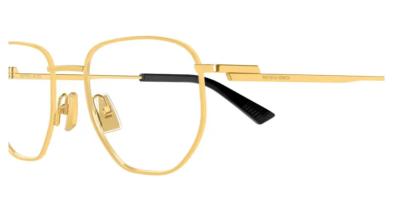 Bottega Veneta Unisex BV1301O 004 Montature da vista Metallo Oro Trasparente Rotonda miniatura 2