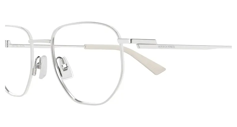 Bottega Veneta Unisex BV1301O 005 Montature da vista Metallo Argento Trasparente Rotonda miniatura 2