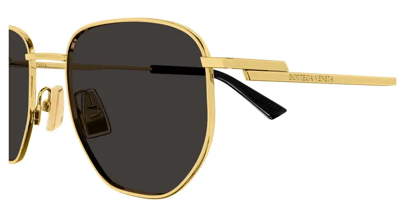 Bottega Veneta Unisex BV1301S 001 Occhiali da sole Metallo Oro Grigio Rotonda miniatura 2